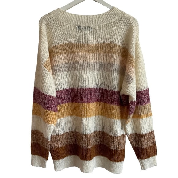 MINKPINK Relaxed Fit Wool & Mohair Striped Crewneck Sweater, Size L - Picture 4 of 6